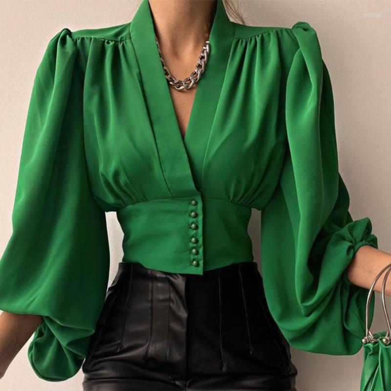 Women's Blouses Women Sexy Wrap Deep V-Neck Blouse Vintage 1950s Lantern Long Sleeve Solid Color Buttons Up Slim Fit Cropped Shirts, Black
Women's Blouses Women Sexy Wrap Deep V-Neck Blouse Vintage 1950s Lantern Long Sleeve Solid Color Buttons Up Slim Fit Cropped Shirts, Black