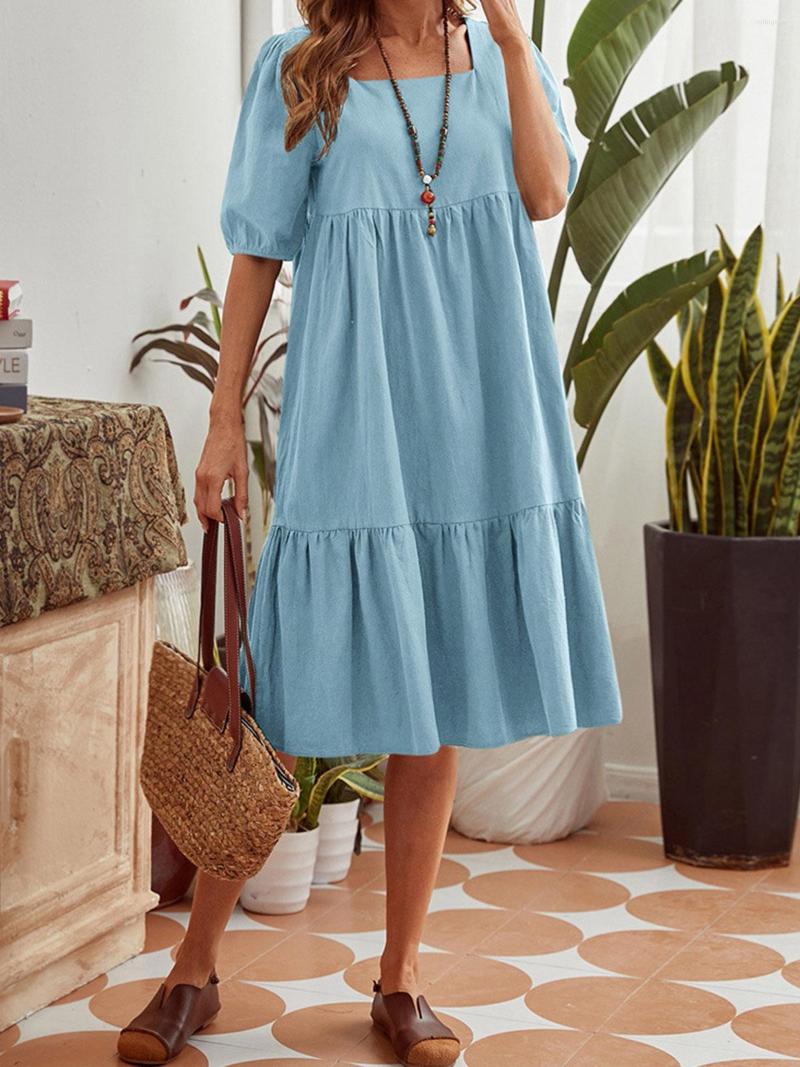 Party Dresses Women Loose Dress Square Neck Half Sleeve A-Line Holiday Solid Color Robe Summer For 2023 Vestidos Mujer, Blue
Party Dresses Women Loose Dress Square Neck Half Sleeve A-Line Holiday Solid Color Robe Summer For 2023 Vestidos Mujer, Blue