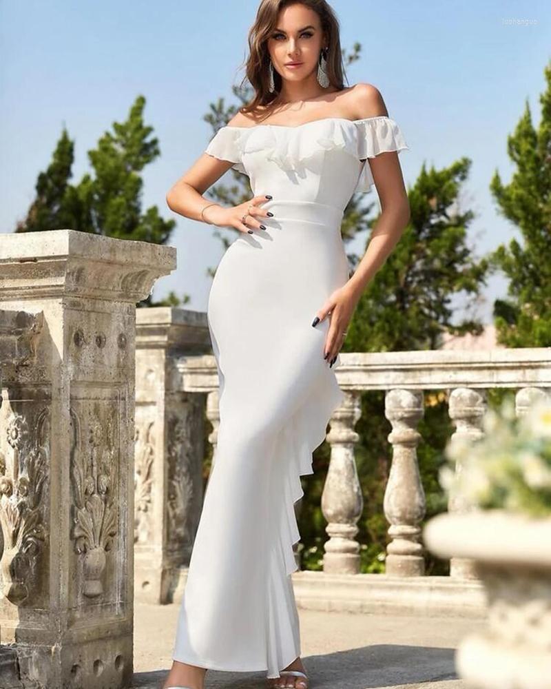 Casual Dresses Women's Summer Dress Line Neck Off Shoulder Ruffle Sleeveless Linear Sexy Slim Backless White
Casual Dresses Women's Summer Dress Line Neck Off Shoulder Ruffle Sleeveless Linear Sexy Slim Backless White