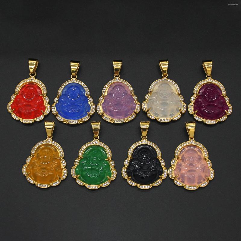 Pendant Necklaces Big Size Buddha Necklace For Women Stainless Steel Chain Colorful Chalcedony Maitreya Healing Jewelry
Pendant Necklaces Big Size Buddha Necklace For Women Stainless Steel Chain Colorful Chalcedony Maitreya Healing Jewelry