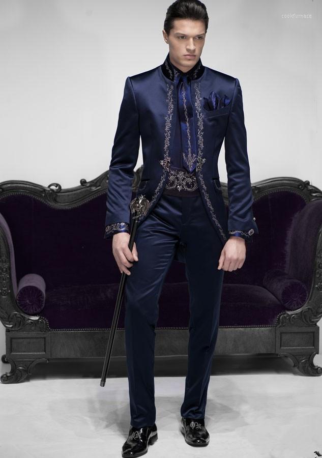 Men' Suits Tailor Made Italian Embroidery Navy Blue Men Slim Fit Groom Prom Tuxedo 2 Piece Male Blazer Jacket Pant Terno, Picture shown
Men' Suits Tailor Made Italian Embroidery Navy Blue Men Slim Fit Groom Prom Tuxedo 2 Piece Male Blazer Jacket Pant Terno, Picture shown