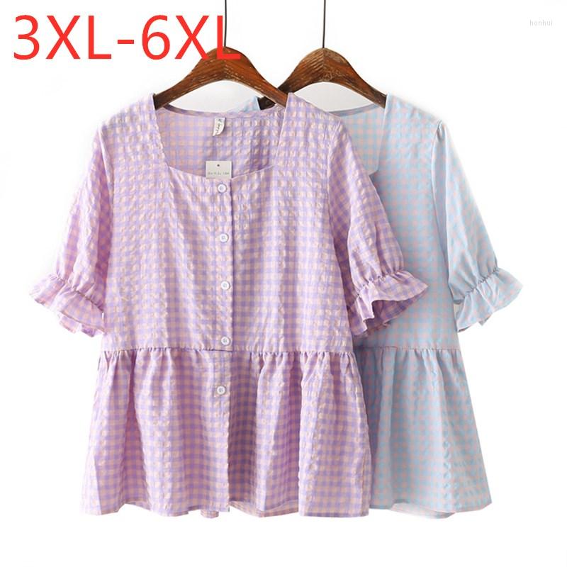 Women's Blouses 2023 Ladies Summer Plus Size Tops For Women Large Blouse Short Sleeve Loose Casual Cotton Pink Plaid Shirt 3XL 5XL 6XL, Blue
Women's Blouses 2023 Ladies Summer Plus Size Tops For Women Large Blouse Short Sleeve Loose Casual Cotton Pink Plaid Shirt 3XL 5XL 6XL, Blue