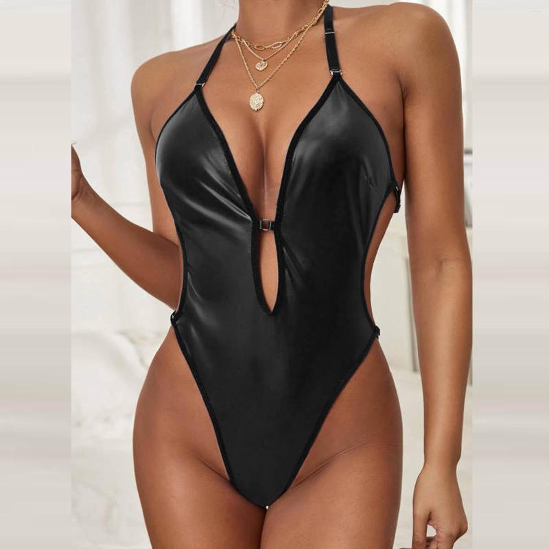 Bras Sets Women Pu Leather Bodysuits Sexy Party Black V-neck Skinny Sleeveless Spring Highstreet Spaghetti Strap Rompers
Bras Sets Women Pu Leather Bodysuits Sexy Party Black V-neck Skinny Sleeveless Spring Highstreet Spaghetti Strap Rompers