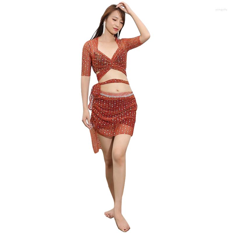 Stage Wear 2023 Women Saxy Belly Dance Clothes Sequins Costume Set 2 Pieces Deep V-neck Lovely Class Top And Skirt, Orange
Stage Wear 2023 Women Saxy Belly Dance Clothes Sequins Costume Set 2 Pieces Deep V-neck Lovely Class Top And Skirt, Orange