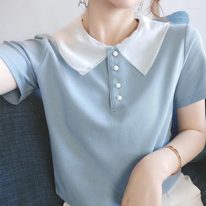 Women's T Shirts Stitching Short-Sleeved T-shirt Women's Summer Slim Fit All-match Design Sense Non-Mainstream Solid Color Top Fashion, Sky blue
Women's T Shirts Stitching Short-Sleeved T-shirt Women's Summer Slim Fit All-match Design Sense Non-Mainstream Solid Color Top Fashion, Sky blue