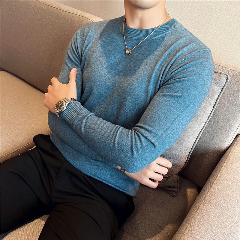 

Men's Sweaters 2023 Men Basic Solid Color O-neck Long Sleeve Knitted Male Pullover Winter Fashion Warm For S-3XL, Gray