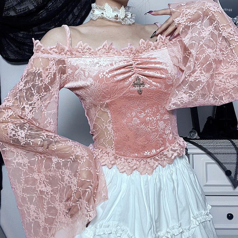 Women' T Shirts Lace Flare Sleeve One Shoulder T-shirts Folds Slim Crop Top Y2K Gothic Sweet Pink Fairy Grunge Aesthetic See Through Tee
Women' T Shirts Lace Flare Sleeve One Shoulder T-shirts Folds Slim Crop Top Y2K Gothic Sweet Pink Fairy Grunge Aesthetic See Through Tee