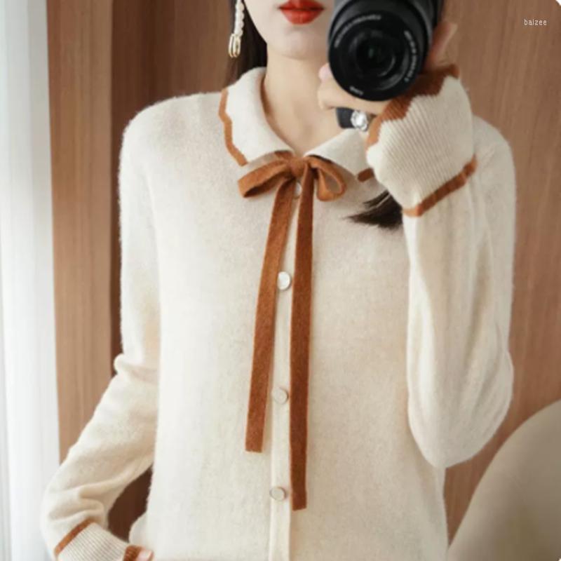 Women's Knits 2023 Fall/Winter Lapel Merino Wool Fake Cardigan Women's Bow Buckle Colorblock Loose Knit Tops Korean Fashion Coat, Beige
Women's Knits 2023 Fall/Winter Lapel Merino Wool Fake Cardigan Women's Bow Buckle Colorblock Loose Knit Tops Korean Fashion Coat, Beige