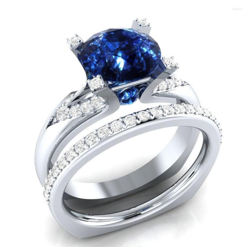 Wedding Rings Hainon Luxury Crystal Blue Red Zircon Ring Set Fashion Silver Color Bridal Sets Promise Love Engagement For Women
Wedding Rings Hainon Luxury Crystal Blue Red Zircon Ring Set Fashion Silver Color Bridal Sets Promise Love Engagement For Women