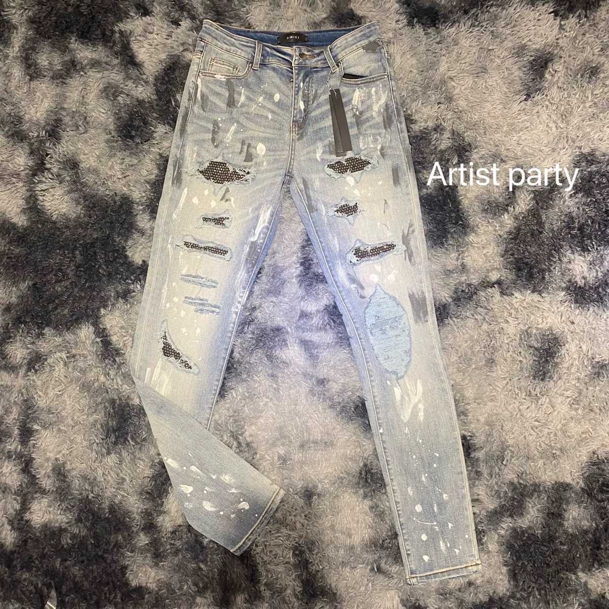 Jeans Mens Am1r1 Trousers Pants Mirri Ripped Fashion Designer Brand New Men's White Embroidery Patch Elastic Slim Denim Hip Hop High CHK2, Speckle blue diamond
Jeans Mens Am1r1 Trousers Pants Mirri Ripped Fashion Designer Brand New Men's White Embroidery Patch Elastic Slim Denim Hip Hop High CHK2, Speckle blue diamond
