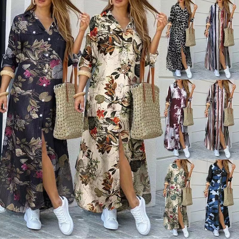 Womens Dress Brand Designer New European and American Womens Long Sleeve Camo Print Shirt Long Dress 2023
Womens Dress Brand Designer New European and American Womens Long Sleeve Camo Print Shirt Long Dress 2023