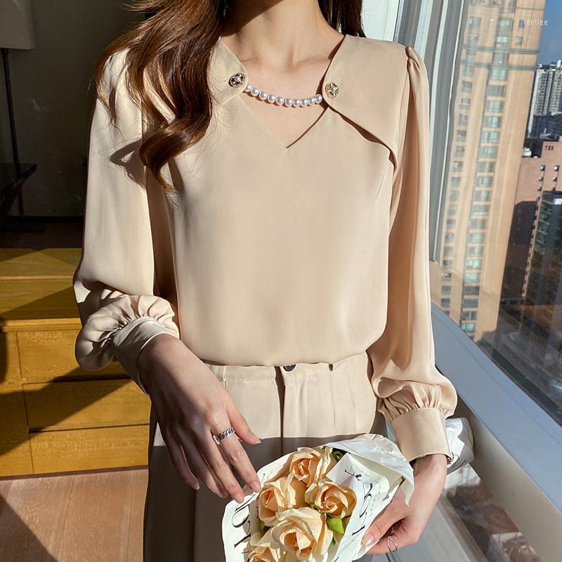 Women' Blouses Vintage Blouse Women Long Sleeves Female Blusas V-neck Pearl Chain Chiffon Shirt Women' 2023 Ladies Tops 664J, Brick red
Women' Blouses Vintage Blouse Women Long Sleeves Female Blusas V-neck Pearl Chain Chiffon Shirt Women' 2023 Ladies Tops 664J, Brick red