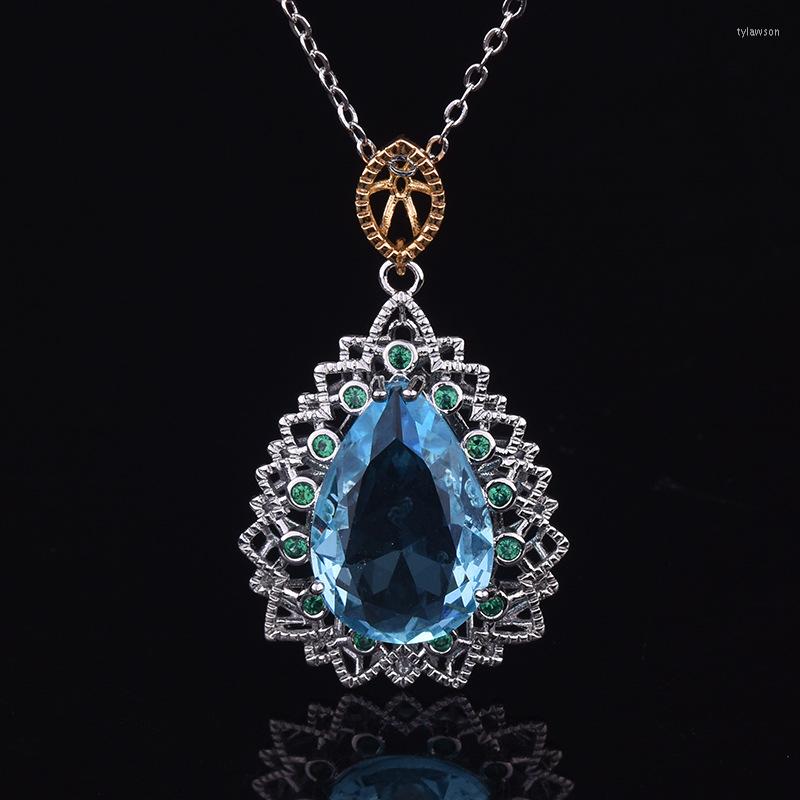Pendant Necklaces Inlaid Imitation Aquamarine Topaz Creative Emerald Gold Plated Drop Pear Necklace For Women Party Jewelry Accessories
Pendant Necklaces Inlaid Imitation Aquamarine Topaz Creative Emerald Gold Plated Drop Pear Necklace For Women Party Jewelry Accessories
