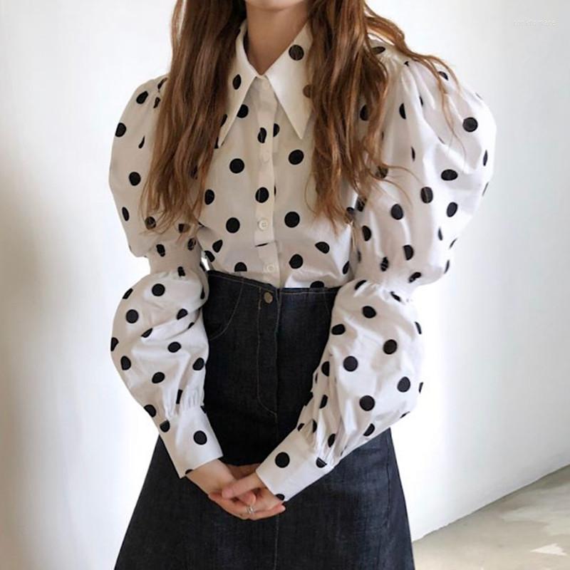 Women's Blouses Vintage Polka Dot Women Tops And Chemise Femme Sweet Elegant Puff Long Sleeve Single-breasted White OL Shirt Clothes, Black
Women's Blouses Vintage Polka Dot Women Tops And Chemise Femme Sweet Elegant Puff Long Sleeve Single-breasted White OL Shirt Clothes, Black