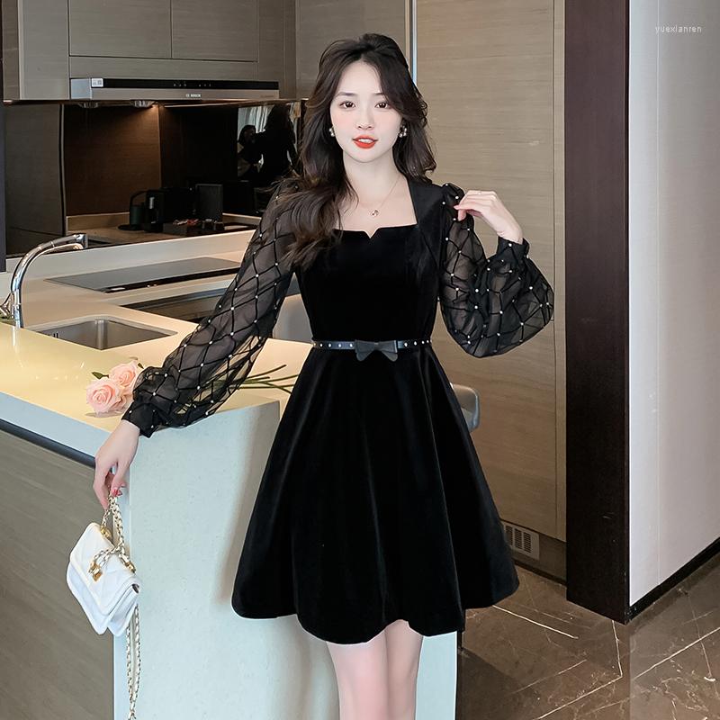 Casual Dresses Fall 2023 French White Gauze Plaid Cuff Party Brought The Velvet Dress, Black
Casual Dresses Fall 2023 French White Gauze Plaid Cuff Party Brought The Velvet Dress, Black