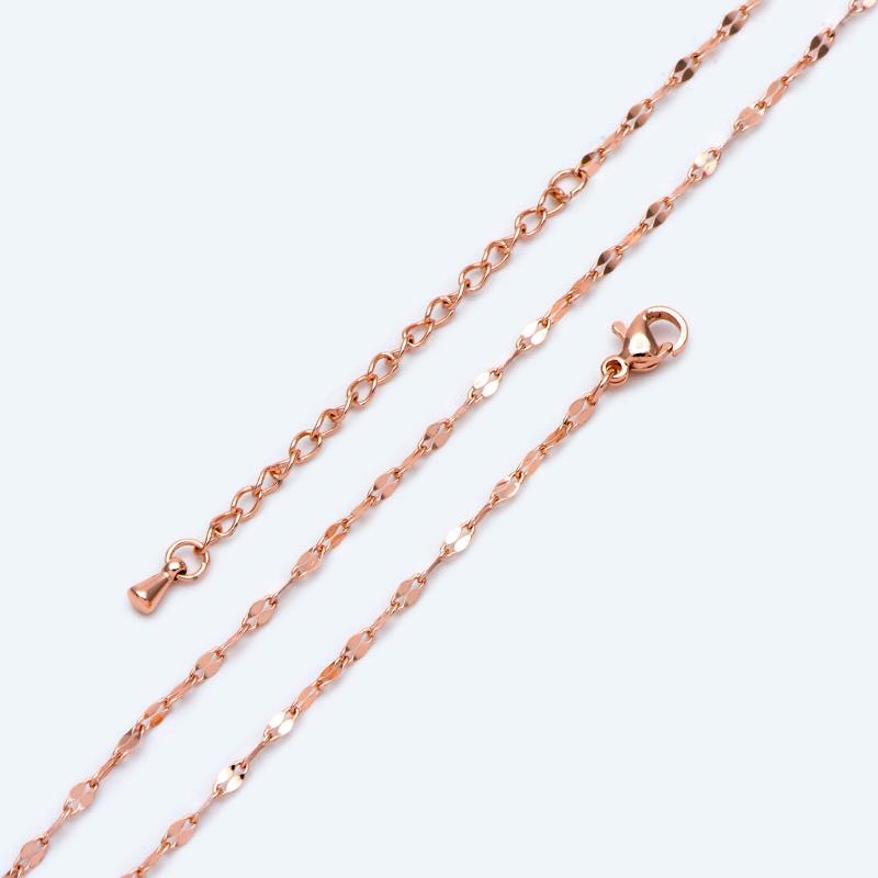 Chains Rose Gold Plated Stainless Steel Necklaces 2mm Finished Necklace With Adjustable Extender Chain Ready To Wear (#LK-450-2)
Chains Rose Gold Plated Stainless Steel Necklaces 2mm Finished Necklace With Adjustable Extender Chain Ready To Wear (#LK-450-2)