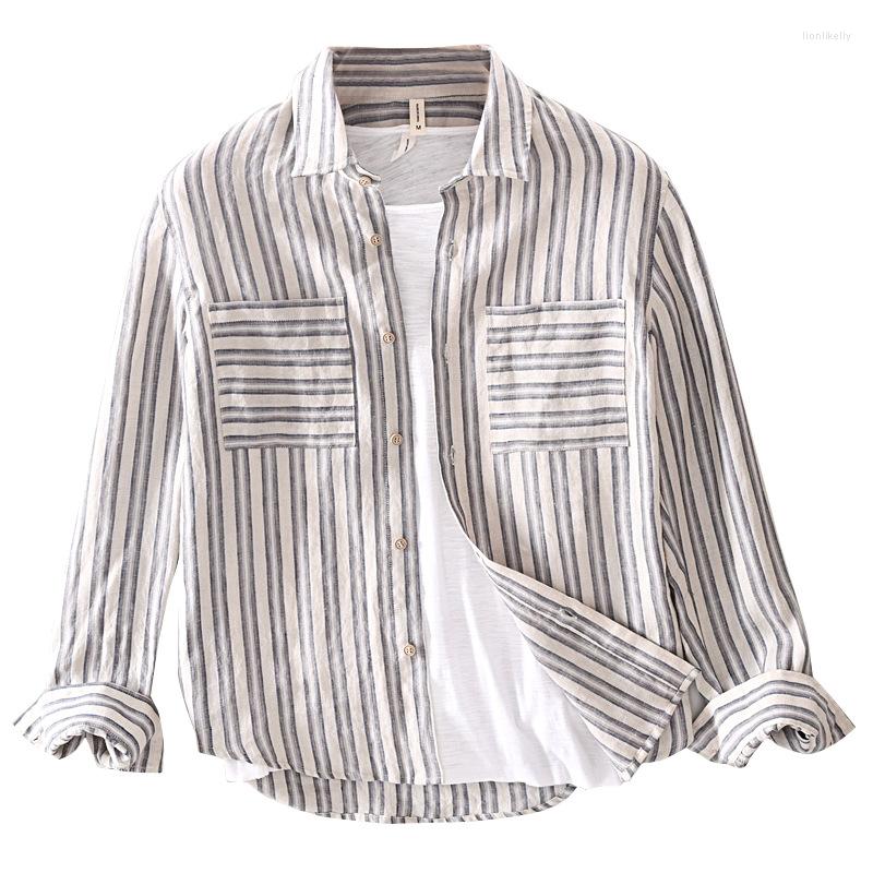 Men's Casual Shirts High Quality Men's Linen Striped Shirt 2023 Autumn Fashion Cotton Long-sleeved Male Classic Brand Clothes, White 
Men's Casual Shirts High Quality Men's Linen Striped Shirt 2023 Autumn Fashion Cotton Long-sleeved Male Classic Brand Clothes, White
