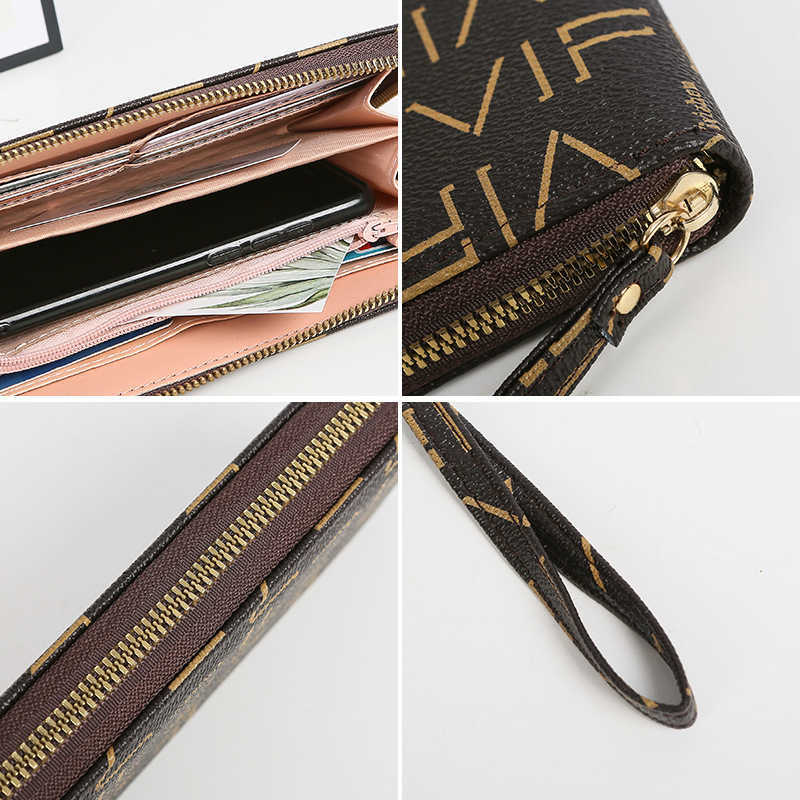 Letters Long Clutch Women's Bag Tri-fold Printed Card Position ID Position Coin Purse Ladies Wallet 0403