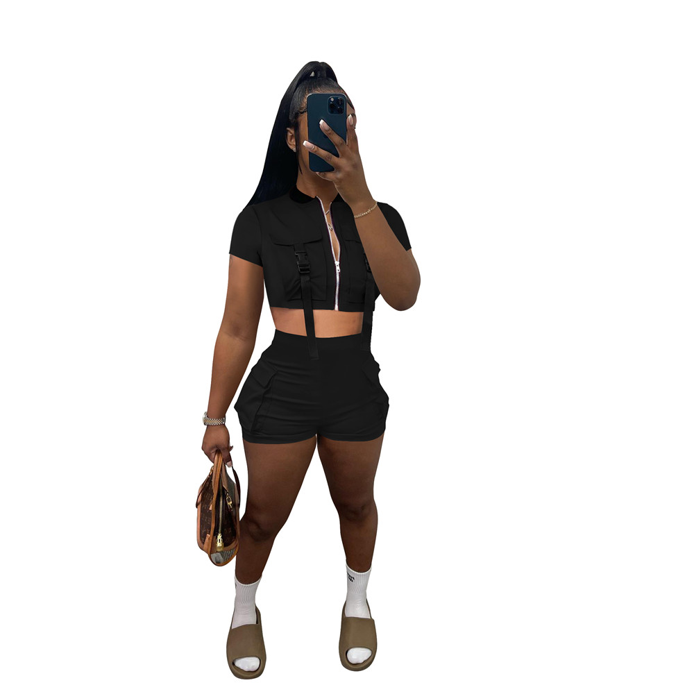 2023 Designer Summer Tracksuits Two Piece Sets Women Outfits Short Sleeve Zipper Shirt Top and Shorts Casual Sweatsuits Jogger Suits Bulk Wholesale Cl