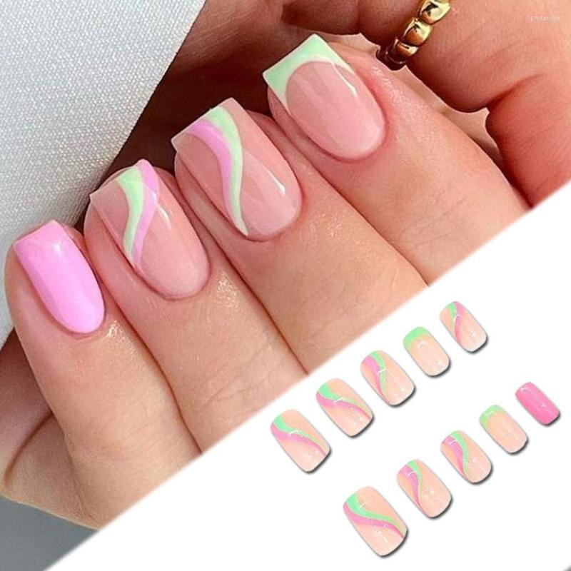 False Nails 24pcs Detachable Manicure Press On Fake Nials French Colorul Wavy LongBallerina, As show
False Nails 24pcs Detachable Manicure Press On Fake Nials French Colorul Wavy LongBallerina, As show
