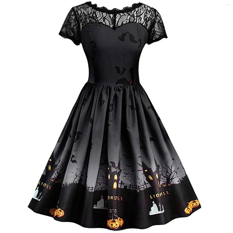 Party Dresses Women' Vintage Dress Halloween Print Lace Short Sleeve Slim Gothic Evening Vestidos Mujer Verano 2023, Black
Party Dresses Women' Vintage Dress Halloween Print Lace Short Sleeve Slim Gothic Evening Vestidos Mujer Verano 2023, Black