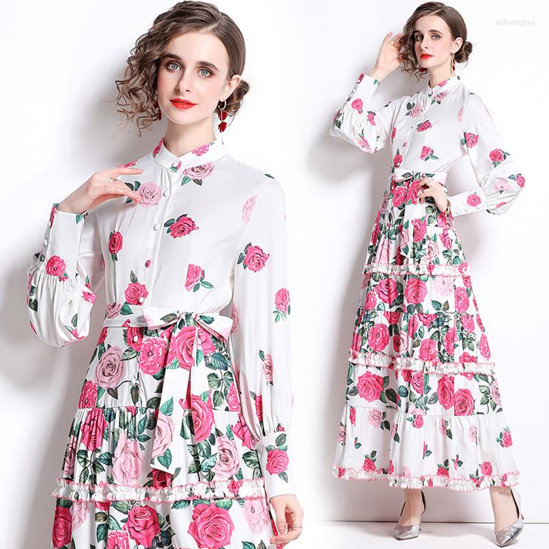 Casual Dresses 2023 Spring Summer Print Women Stand Collar Single Breasted Belt Long Sleeve Vintage Elegant Maxi Dress, Blue
Casual Dresses 2023 Spring Summer Print Women Stand Collar Single Breasted Belt Long Sleeve Vintage Elegant Maxi Dress, Blue