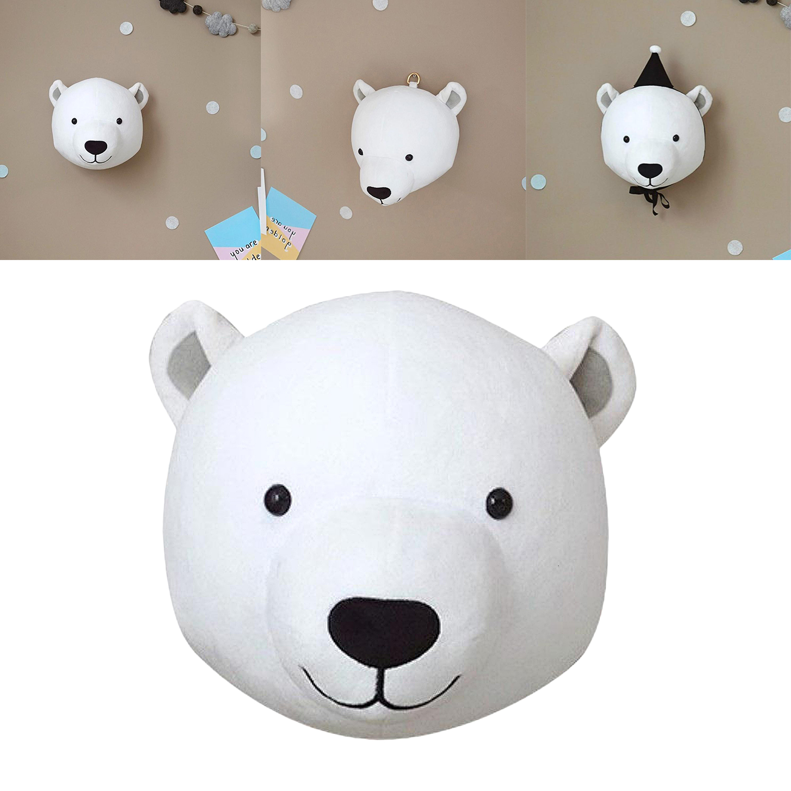 Wall Decor Jungle Safari Animals Head Wall Mount Decoration Bear / Deer Head Wall Ornaments Wall Hanging Mount Plush Pe 230317