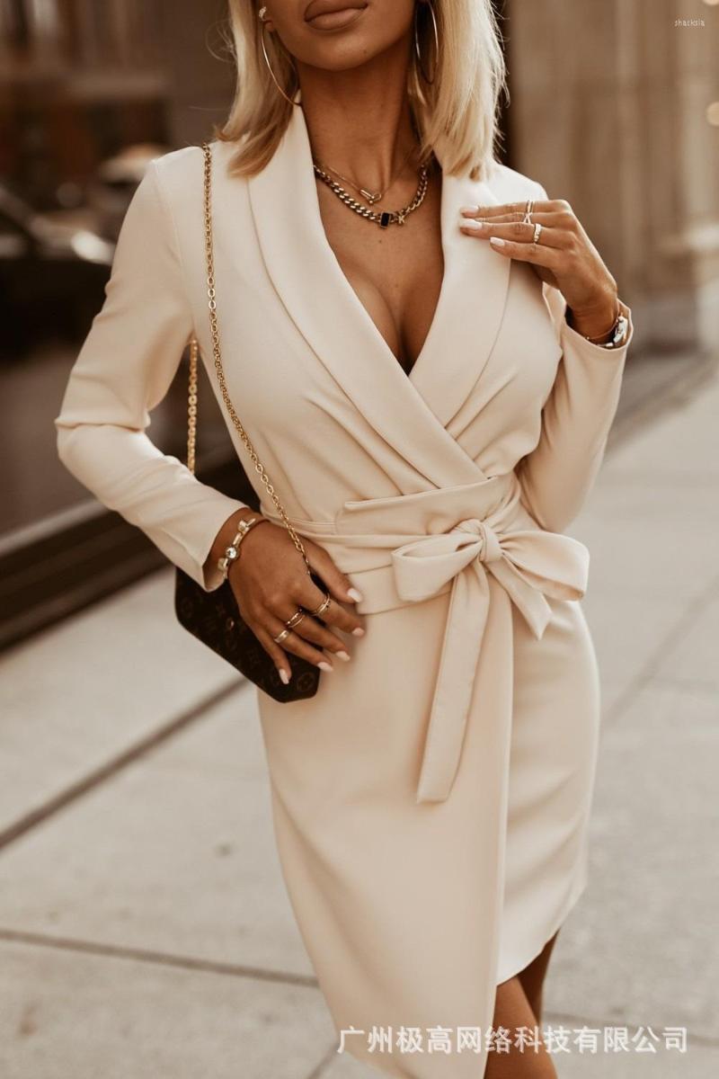 Casual Dresses Women Sexy Long Sleeve Shawl Collar Belted Blazer Dress Solid Color Fashion V Neck Business Mini Straight, Apricot
Casual Dresses Women Sexy Long Sleeve Shawl Collar Belted Blazer Dress Solid Color Fashion V Neck Business Mini Straight, Apricot