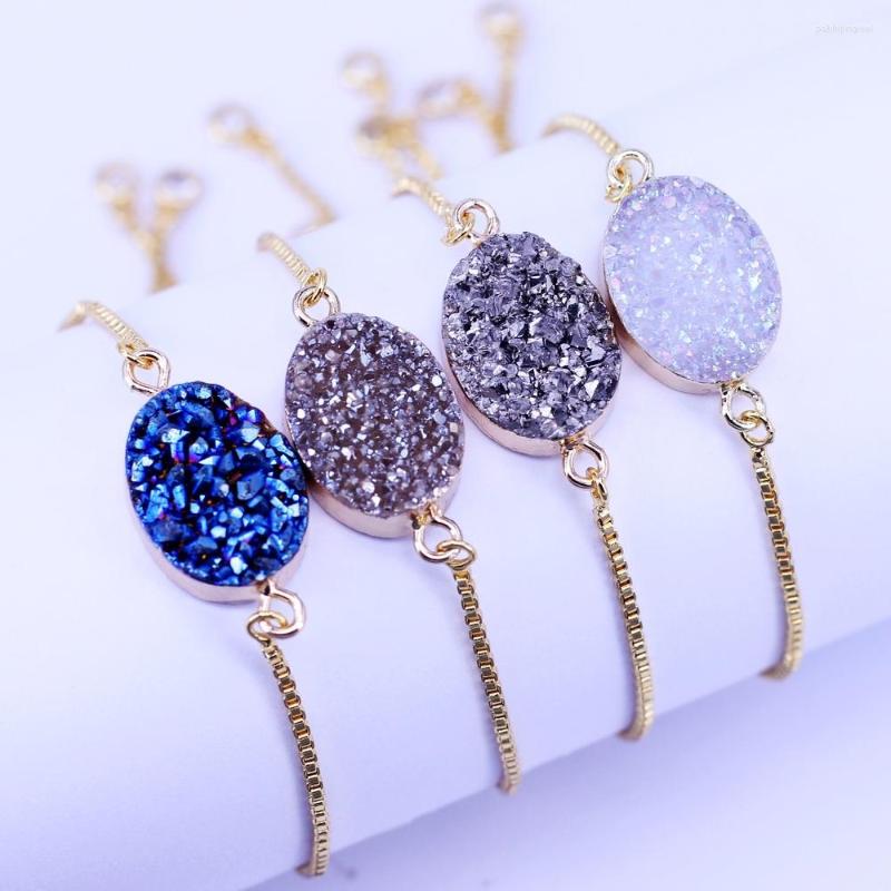 Charm Bracelets 3pcs Oval Shape Natural Druzy Agate Quartz Gold Color Adjustable Box Chain For Women
Charm Bracelets 3pcs Oval Shape Natural Druzy Agate Quartz Gold Color Adjustable Box Chain For Women