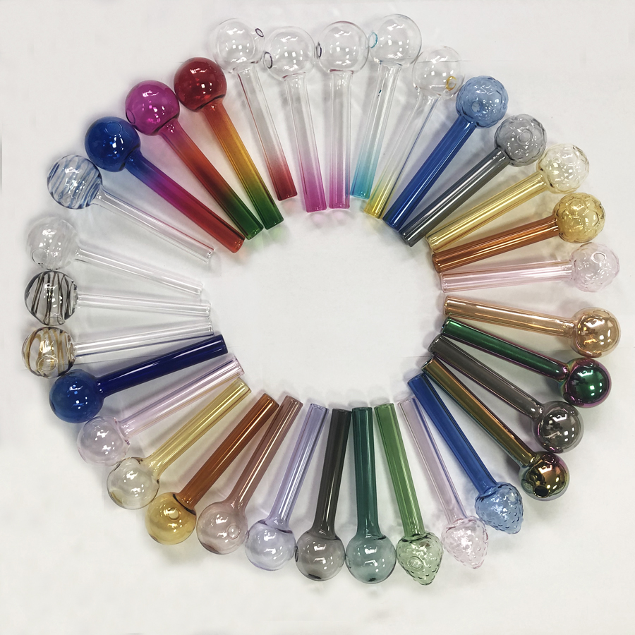 4inch Colorful Smoking Accessories 30mm Ball Thick Tube Smoking Pipes Tobcco Herb Glass Oil Nails Pyrex Glass Oil Burner Pipe
