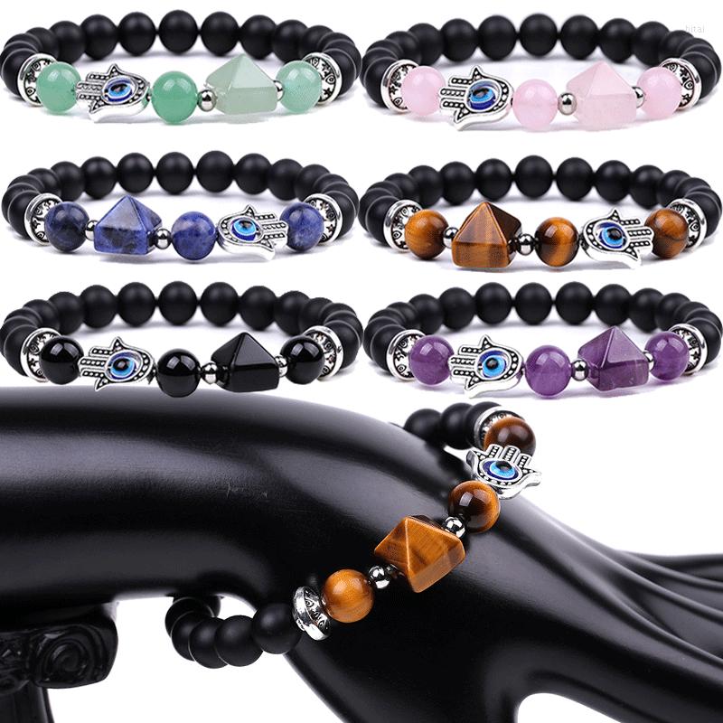 Strand Natural Tiger Eye Stone Hand Cut Pyramid Female Of Fatima Charm Bracelet Black Lava Devil's Prayer Bead Bracelets
Strand Natural Tiger Eye Stone Hand Cut Pyramid Female Of Fatima Charm Bracelet Black Lava Devil's Prayer Bead Bracelets