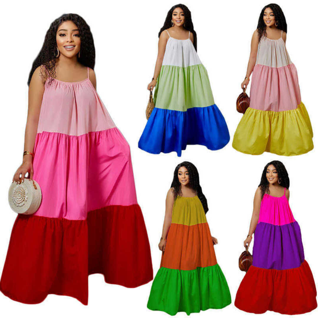 women casual fashions maxi dresses summer new women's wear splicing sexy sleeveless contrast color long swing dress, Green
women casual fashions maxi dresses summer new women's wear splicing sexy sleeveless contrast color long swing dress, Green