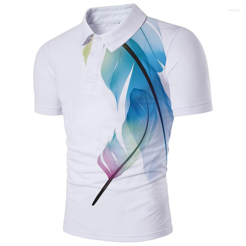 Men's Polos 2023 Men's Printed Polo Shirt Youth Loose Short-Sleeved T-shirt, 10