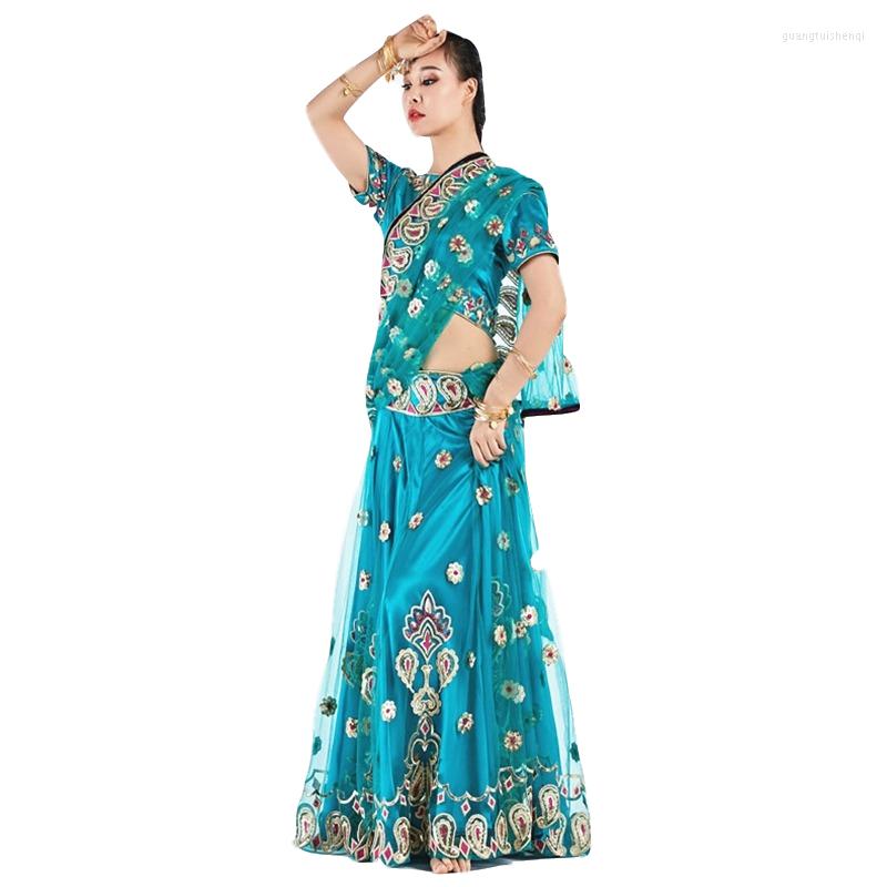 Stage Wear Halloween Dance Clothes Performance Belly Embroidered Bollywood Costume 3pcs Set (Top Skirt & Sari), Royal blue
Stage Wear Halloween Dance Clothes Performance Belly Embroidered Bollywood Costume 3pcs Set (Top Skirt & Sari), Royal blue