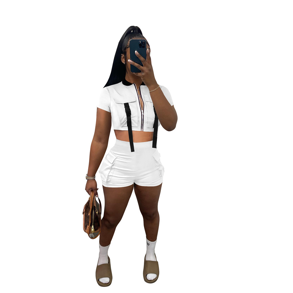 2023 Designer Summer Tracksuits Two Piece Sets Women Outfits Short Sleeve Zipper Shirt Top and Shorts Casual Sweatsuits Jogger Suits Bulk Wholesale Cl