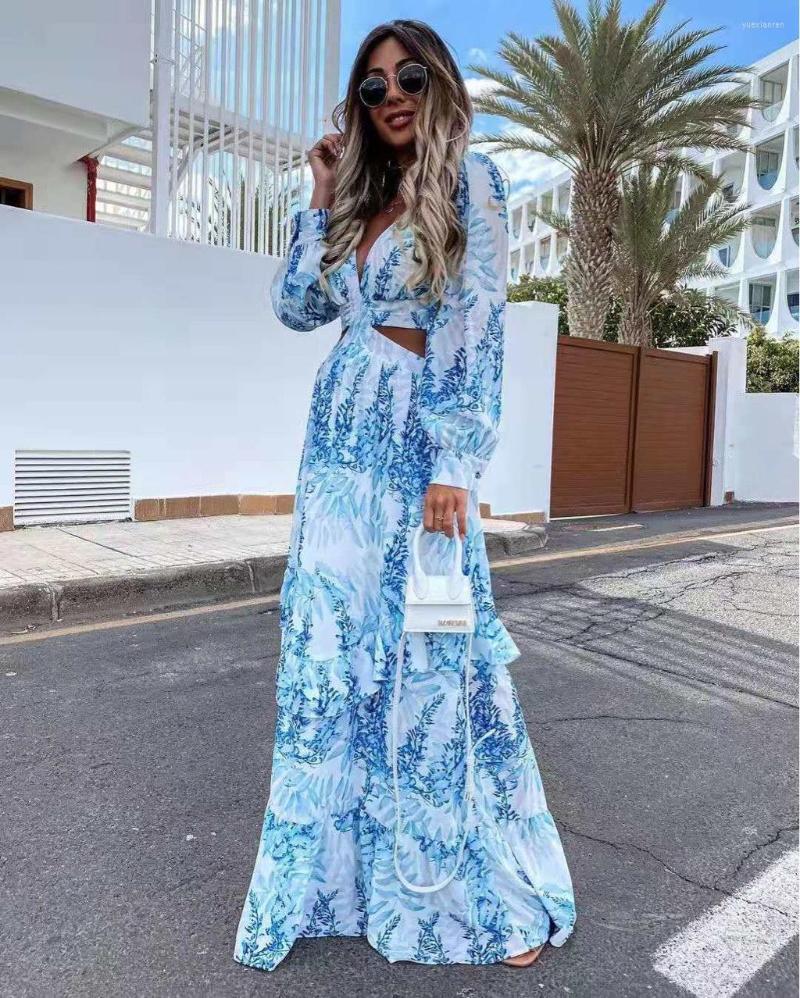 Casual Dresses Chic And Elegant Printed Bohemian Beach Women Deep V-Neck Long Sleeve Cutout Maxi Dress Evangelical Spring 2023 Yellow, Sky blue
Casual Dresses Chic And Elegant Printed Bohemian Beach Women Deep V-Neck Long Sleeve Cutout Maxi Dress Evangelical Spring 2023 Yellow, Sky blue