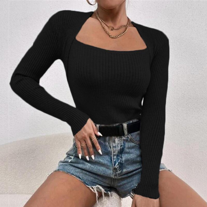 Women's Blouses Female Long Sleeve Pullover Sweaters Blouse Women Sexy Square Neck Casual Solid Slim Knitted Tops Ladies Autumn Winter, Gray
Women's Blouses Female Long Sleeve Pullover Sweaters Blouse Women Sexy Square Neck Casual Solid Slim Knitted Tops Ladies Autumn Winter, Gray