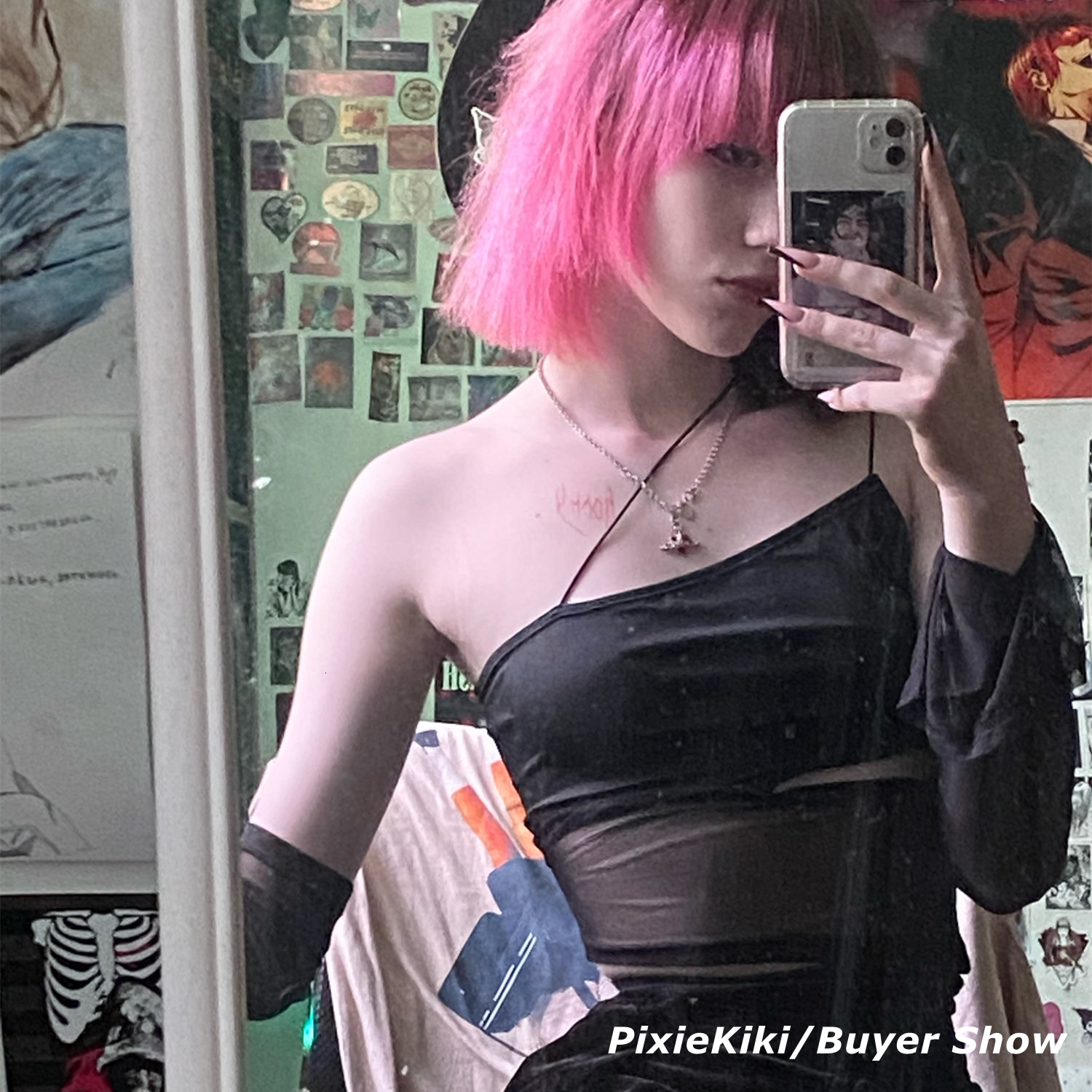 Women's Tanks Camis PixieKiki Asymmetrical Cut Out Mesh Crop Top with Sleeves Fairy Grunge Y2k Clothes Transparent Camisole Tank Tops P94-BZ12 23