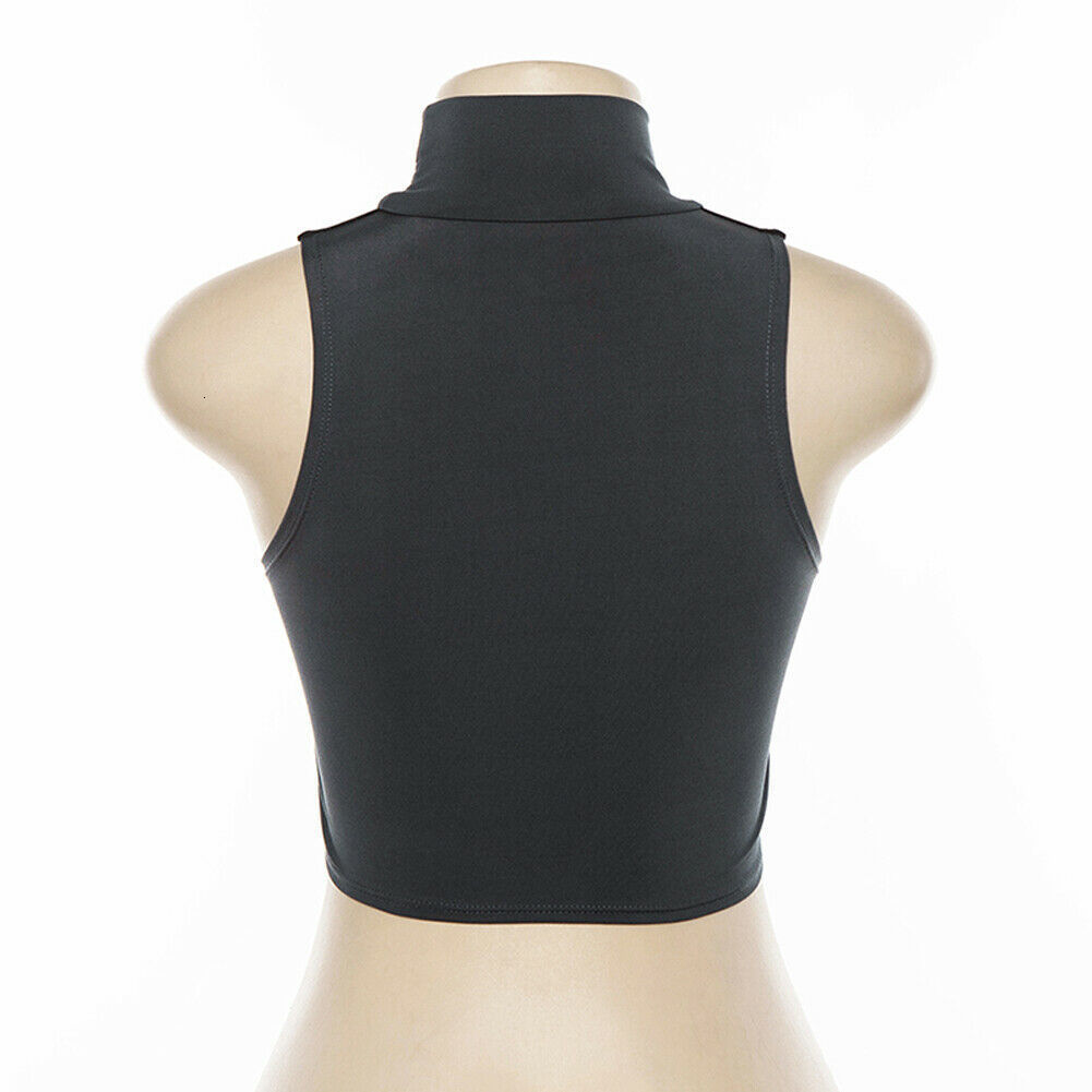 Women's Tanks Camis Lairauiy Summer Women Cool Hip Hop Jogger Sexy Club High neck Stretch Bandeau Front Hollow Hole Crop Top Sport Cami Vest Top 