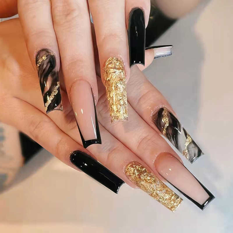 False Nails Nail Enhancement Wearing Nail Shiny Black Gold Atmospheric Long Patch Special for 230317
False Nails Nail Enhancement Wearing Nail Shiny Black Gold Atmospheric Long Patch Special for 230317
