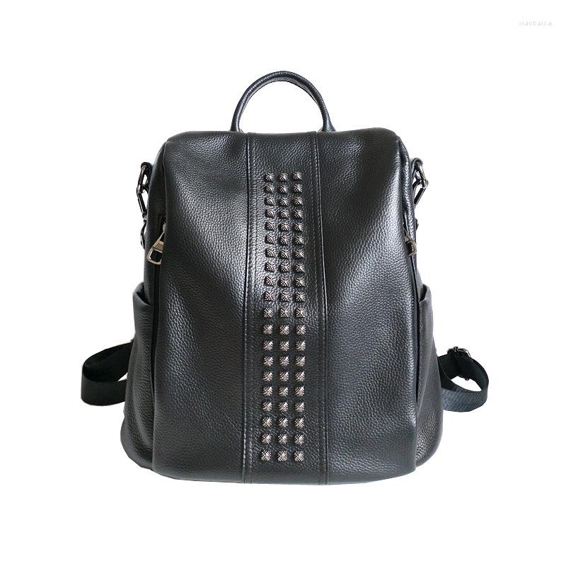 School Bags 2023 Fashion Genuine Leather Women Backpacks Female Real Natural Rivet Girl Student Casual Backpack, Black
School Bags 2023 Fashion Genuine Leather Women Backpacks Female Real Natural Rivet Girl Student Casual Backpack, Black