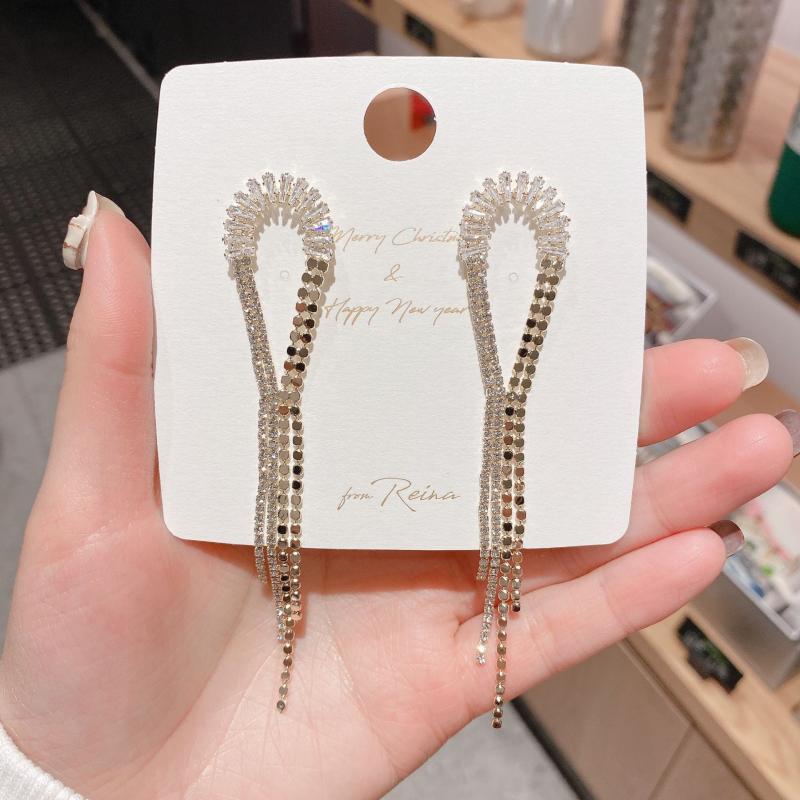 Dangle Earrings & Chandelier Korean Trendy Luxury Simple Geometirc Tassl Drop For Women Shiny Clear Zircon Temperament Fashion Jewelry Gift
Dangle Earrings & Chandelier Korean Trendy Luxury Simple Geometirc Tassl Drop For Women Shiny Clear Zircon Temperament Fashion Jewelry Gift