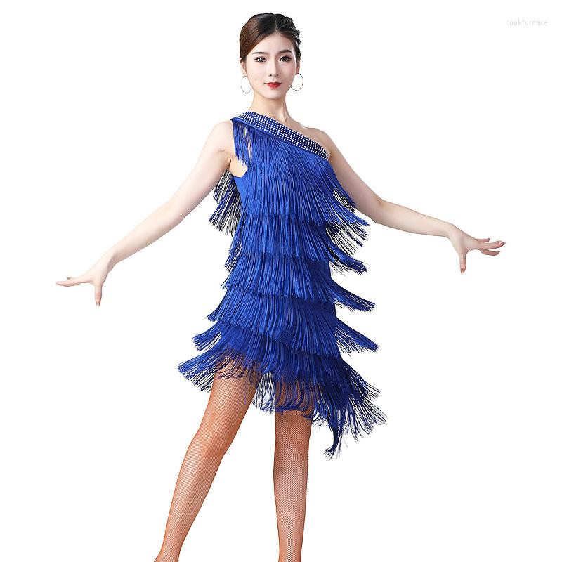 Stage Wear Women Dance Clothes Ballroom Samba Drilled Fringes Costume Oblique Shoulder Party Tassels Dresses Stretchy One-piece Latin Dress, Black
Stage Wear Women Dance Clothes Ballroom Samba Drilled Fringes Costume Oblique Shoulder Party Tassels Dresses Stretchy One-piece Latin Dress, Black