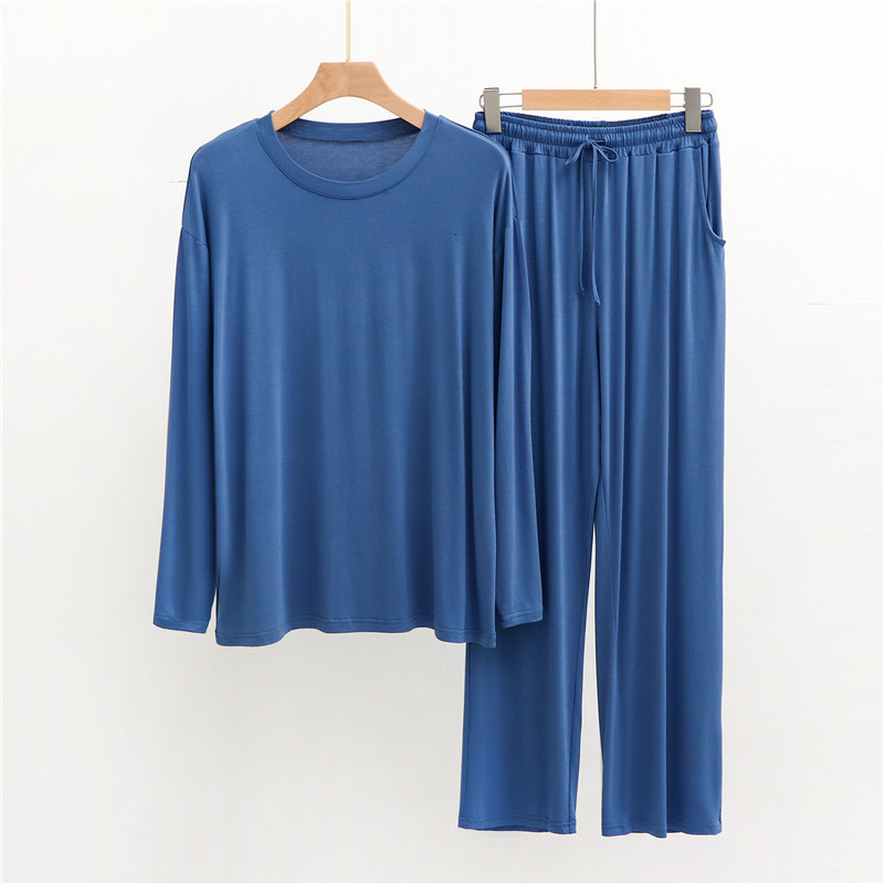 Men's Sleepwear Modal Long-Sleeved Trousers Set Soft Comfortable Drape Pant Men's Pajamas Autumn Winter Sleepwear Male Nightwear Home Clothe