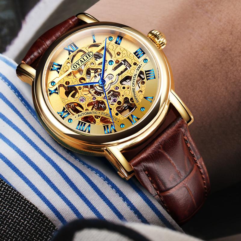 Wristwatches Fashion Hollow Watch Men's Automatic Waterproof True Belt Golden Machine Core, Black man
Wristwatches Fashion Hollow Watch Men's Automatic Waterproof True Belt Golden Machine Core, Black man