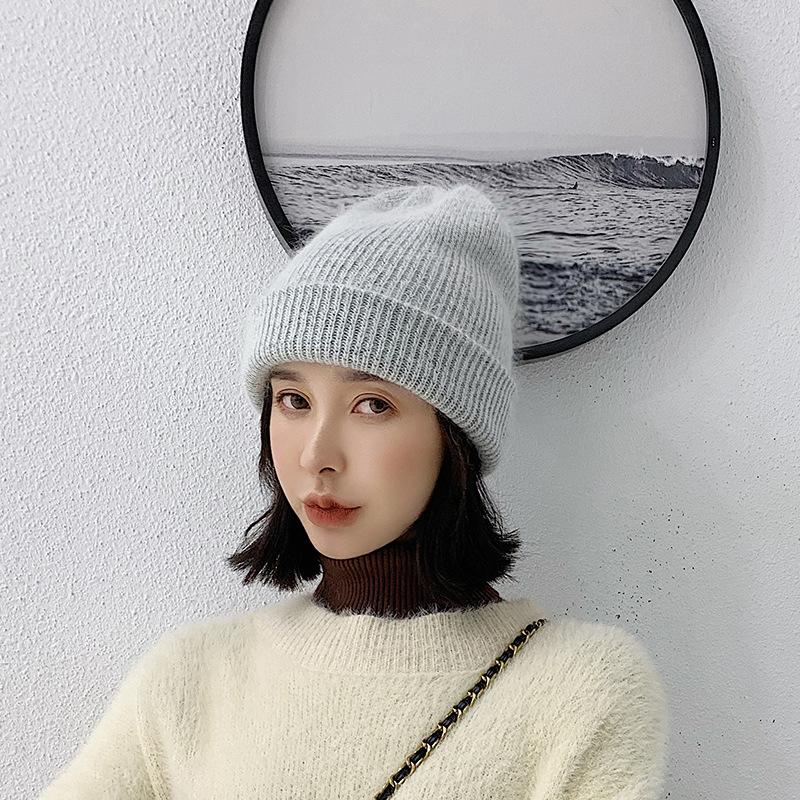 

Beanies Beanie/Skull Caps High Quality Winter Hats For Women Cashmere Ladise Knitted Wool Skullies Cap Angora Pompom Gorros Thick And Warm, Dark gray