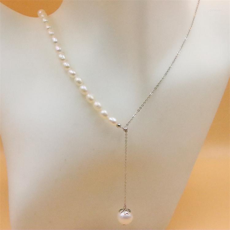 Chains ZFSILVER 925 Sterling Silver Natural Freshwater Pearl Necklace Adjustable Chain Jewelry Sweet For Women Wedding Gift Trend 
Chains ZFSILVER 925 Sterling Silver Natural Freshwater Pearl Necklace Adjustable Chain Jewelry Sweet For Women Wedding Gift Trend
