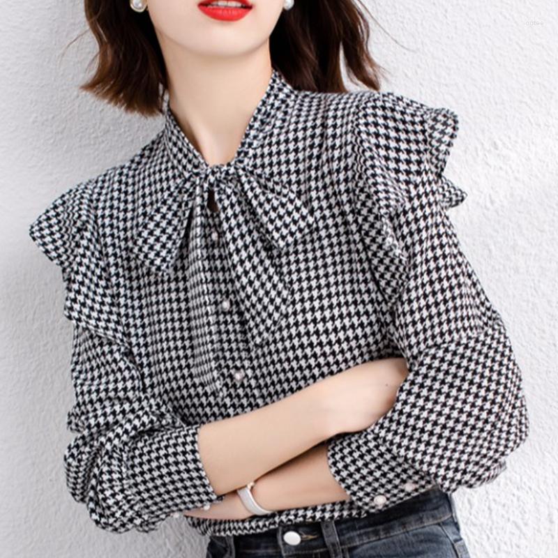 Women's Blouses Plaid Ruffles Shirt Women's Single Breasted Long Sleeve Vintage Ladies Blouse And Top Early Autumn 2023 Fashion, Red
Women's Blouses Plaid Ruffles Shirt Women's Single Breasted Long Sleeve Vintage Ladies Blouse And Top Early Autumn 2023 Fashion, Red