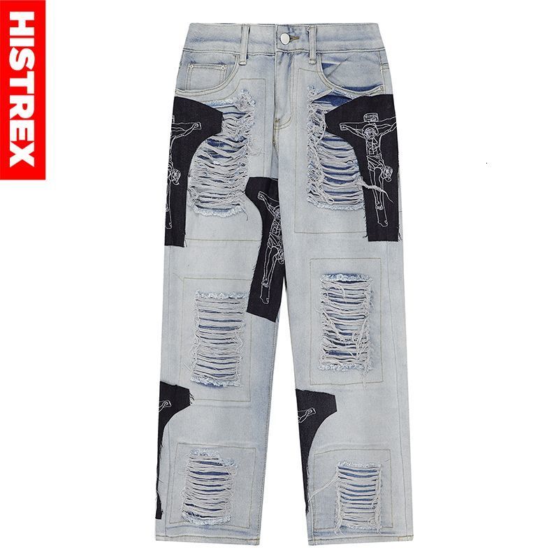 Men's Pants HISTREX Ripped Jeans Men 100% Cotton Straight Trousers Jesus Patch Denim Trashy Y2k Fashion Hip Hop Streetwear 230317, Light blue
Men's Pants HISTREX Ripped Jeans Men 100% Cotton Straight Trousers Jesus Patch Denim Trashy Y2k Fashion Hip Hop Streetwear 230317, Light blue