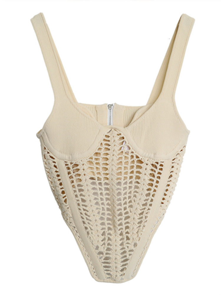 Women's Tanks Camis DEAT Fashion Sexy Women's Tank Tops Solid Color Sleeveless Knitting Hollow Out Backless Topd Female Summer 17A1669 23031